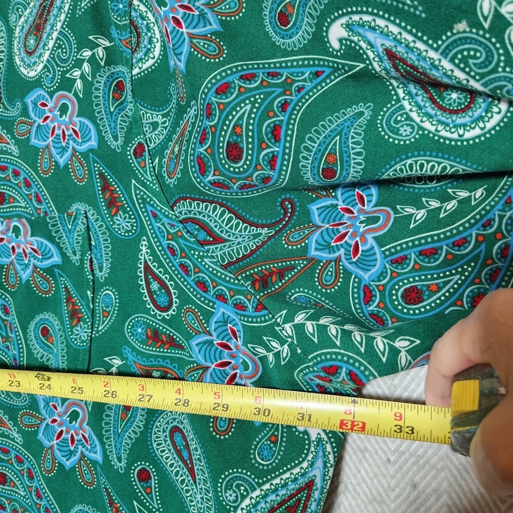 Mainstreet Blues Womans 4X Christmas Green Paisley Women's Button Down Shirt - Picture 7 of 8